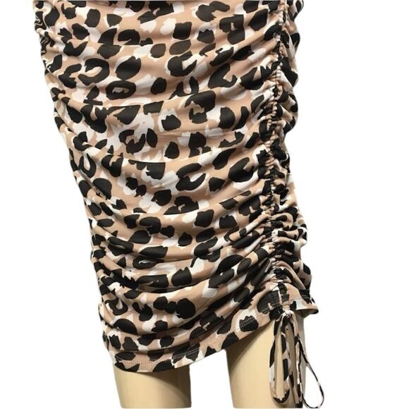 CALVIN KLEIN ANIMAL PRINT MOCK NECK TOP AND RUCHED MIDI SKIRT STRETCH SET M NWT - Picture 10 of 16